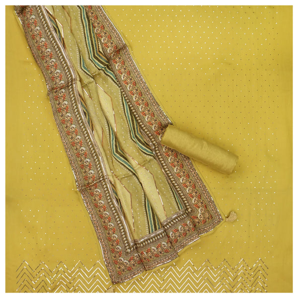Yellow Crepe Satin Dress Material