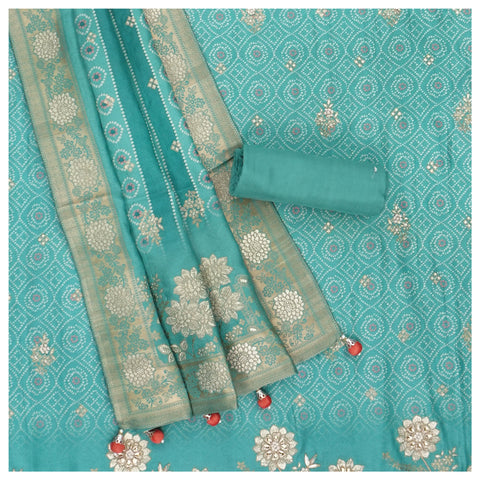 Blue Crepe Dress Material