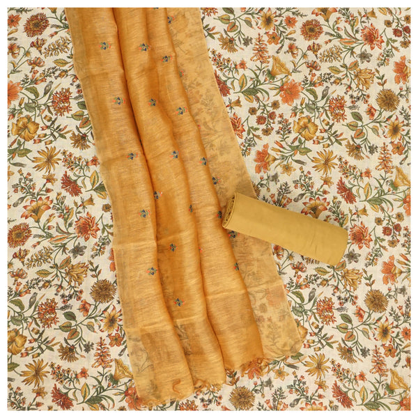 Beige Linen Dress Material