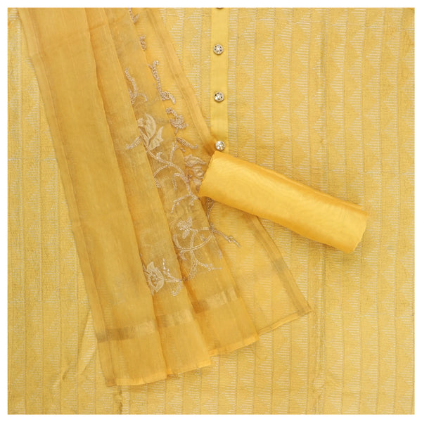 Yellow Chanderi Dress Material
