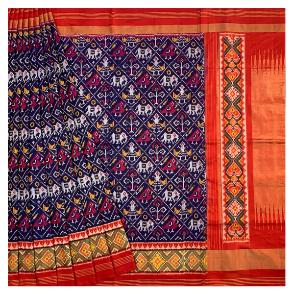 Blue Silk Patola/Ikkat Saree