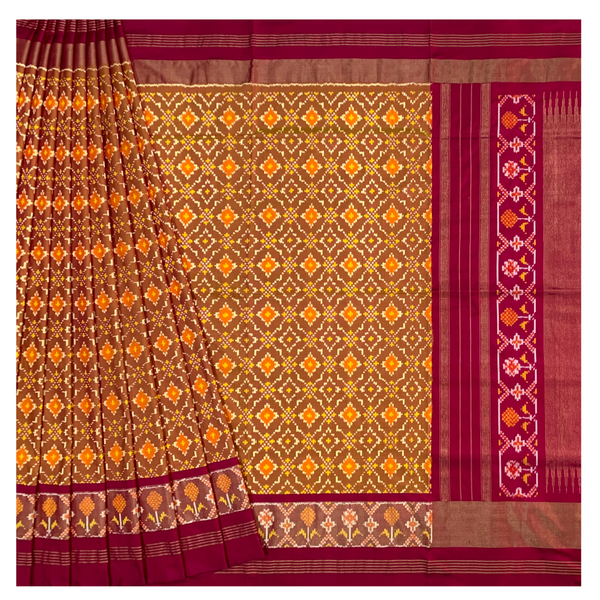 Yellow Silk Patola/Ikkat Saree