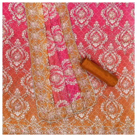 Pink Crepe Satin Dress Material