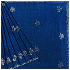Blue Crepe Embroidered Saree
