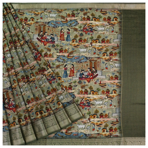 Multicoloured Cotton Silk Printed Saree