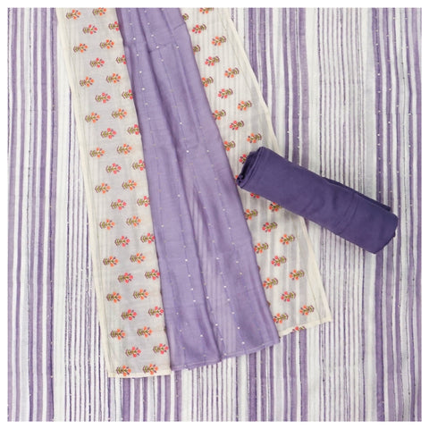 Purple Cotton Dress Material