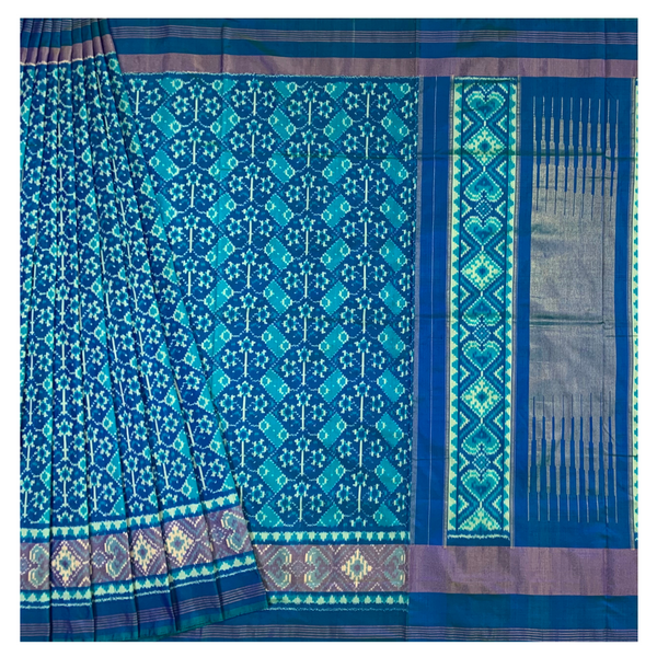 Blue Silk Patola/Ikkat Saree