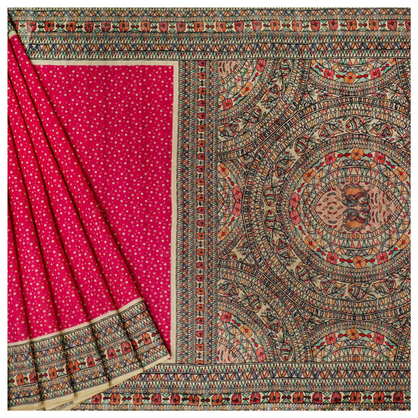 Pink Art Tussar Printed Saree