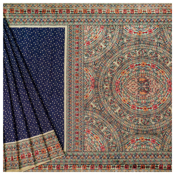 Blue Art Tussar Printed Saree