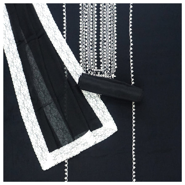 Black Chanderi Dress Material