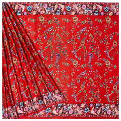 Red Satin Printed Saree