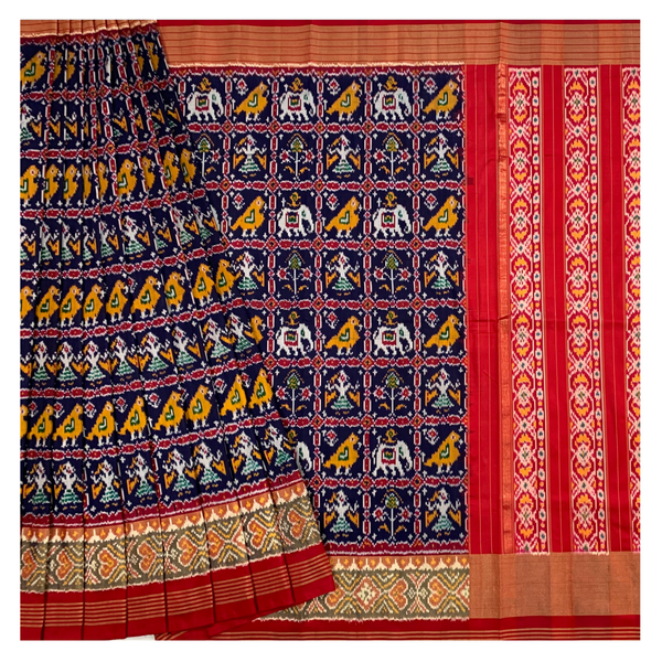 Blue Silk Patola/Ikaat Saree