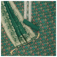 Green Semi Silk Dress Material