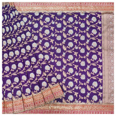 Purple Silk Banarasi Embroidery Saree