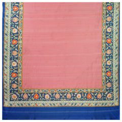 Pink Tussar Printed Saree