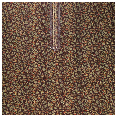 Brown Cotton Tussar Dress Material