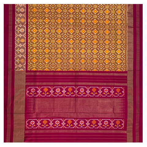 Yellow Silk Patola/Ikkat Saree