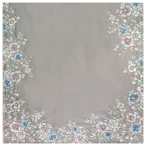 Grey Organza Embroidered Saree