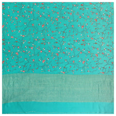 Blue Chiffon Embroidered Saree