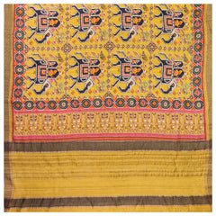 Yellow Tussar Silk Printed / Patola Saree