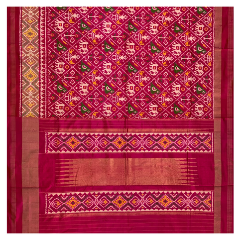 Pink Silk Patola/Ikkat Saree