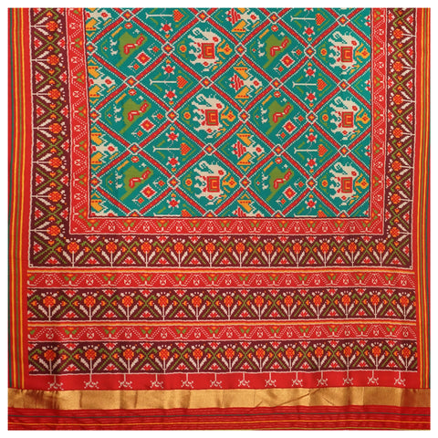 Sea Green Art Crepe Patola / Printed Saree