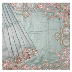 BLUE ORGANZA DESIGNER SAREE