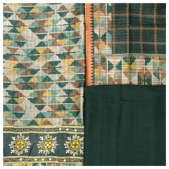 Green Chanderi Dress Material