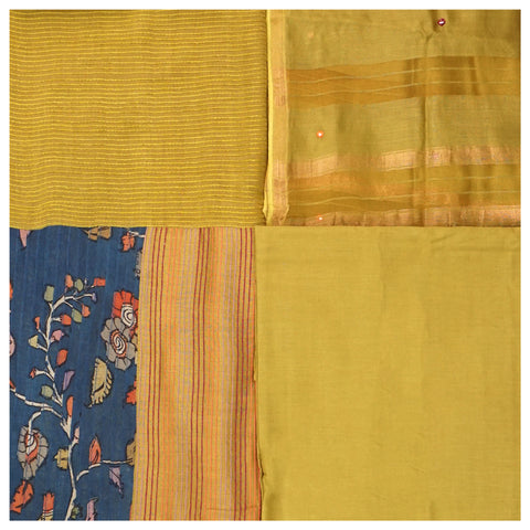 Mustard Yellow Cotton Silk Dress Material