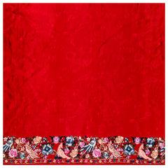 Red Satin Printed Saree