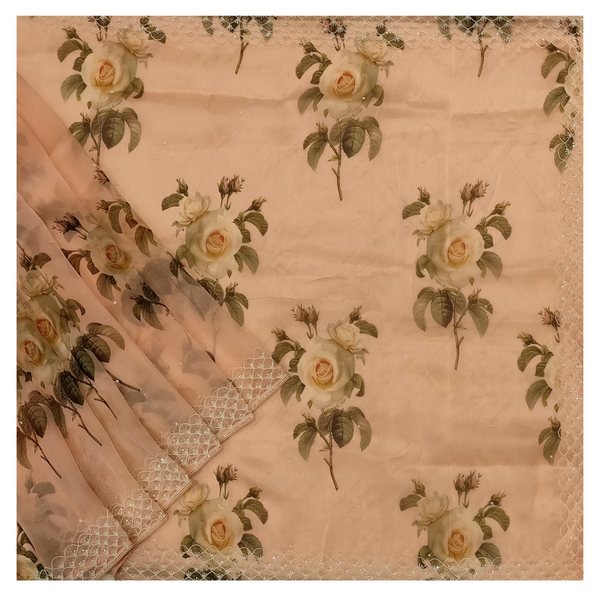 Pink Organza Designer/ Embroidery Saree
