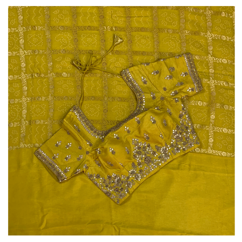 Yellow Dola Silk Bandhani Saree