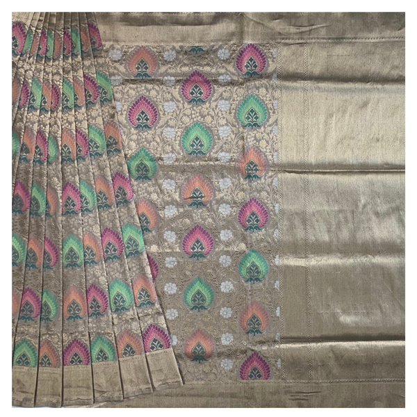 Beige Silk Banarasi Saree