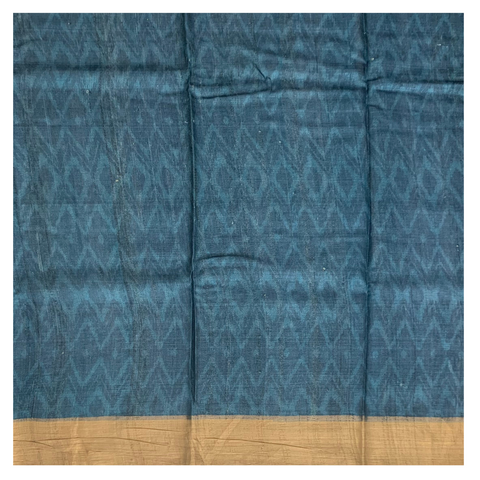 Blue Tussar Printed Saree
