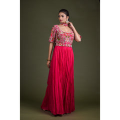 Fushia Pink Georgette Anarkali
