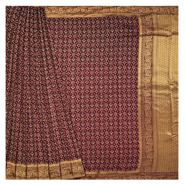 Wine Dola Silk Patola Saree