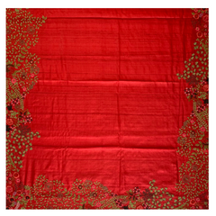 Red Tussar Designer/embroidery Saree