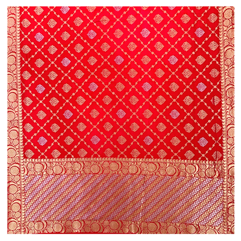 Red Linen Silk Banarsi Saree