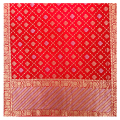 Red Linen Silk Banarsi Saree