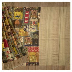 Multicoloured Tussar Printed Saree
