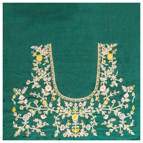 Green Organza Designer Embroidery Saree