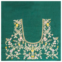 Green Organza Designer Embroidery Saree
